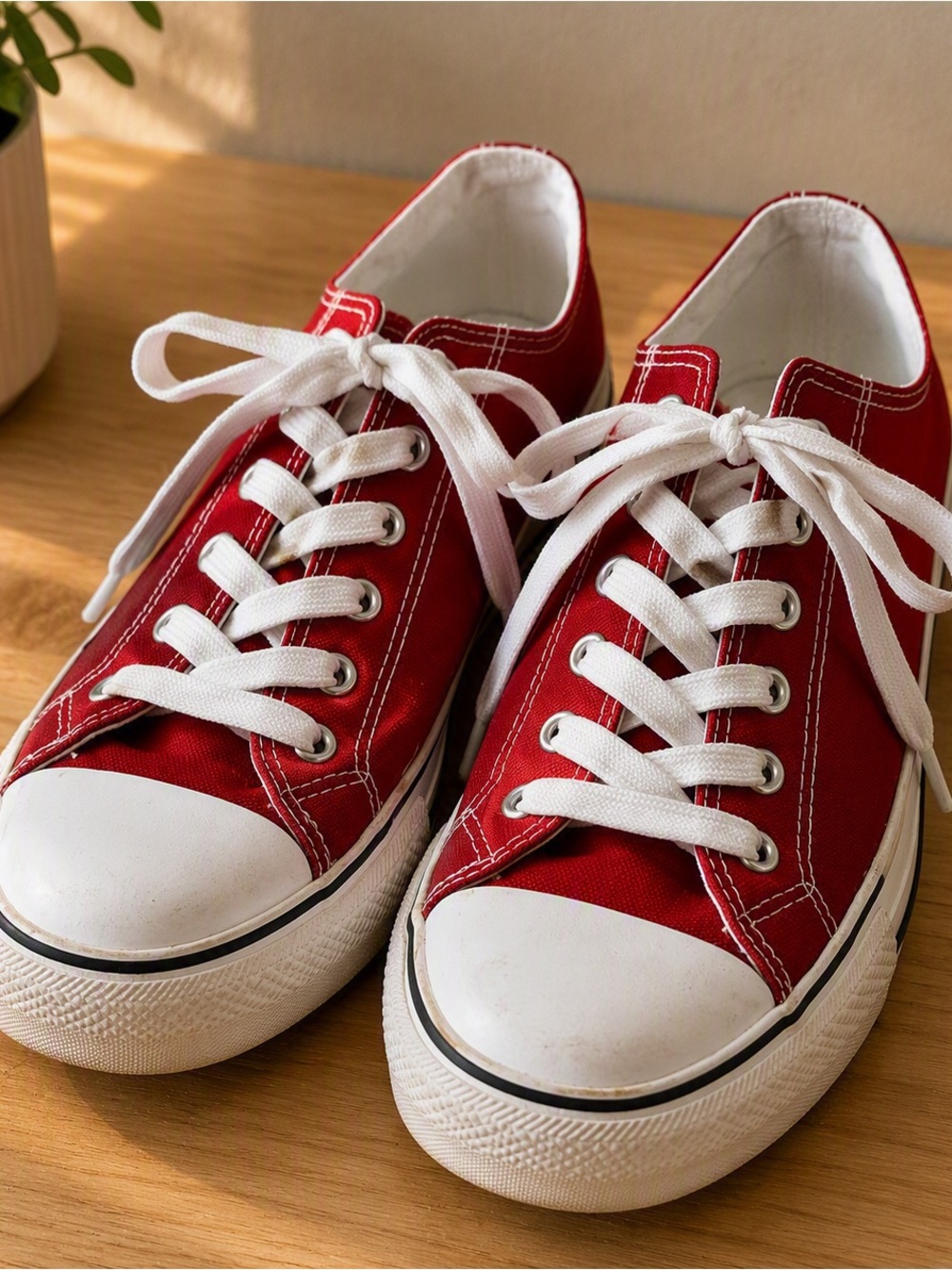 Adult Red Canvas Lace-Up Sneakers (Converse Style)